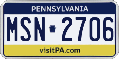 PA license plate MSN2706