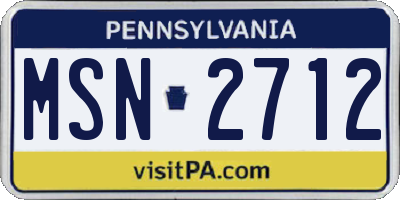 PA license plate MSN2712