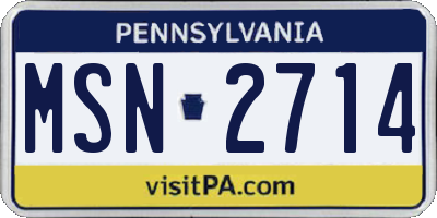 PA license plate MSN2714