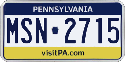 PA license plate MSN2715