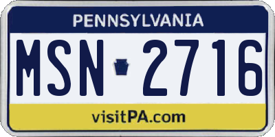 PA license plate MSN2716