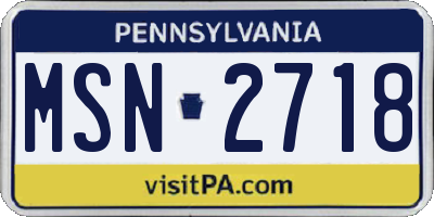 PA license plate MSN2718