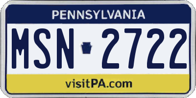 PA license plate MSN2722