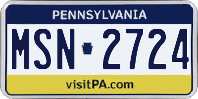 PA license plate MSN2724