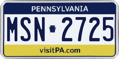 PA license plate MSN2725
