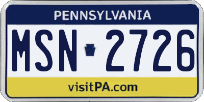 PA license plate MSN2726