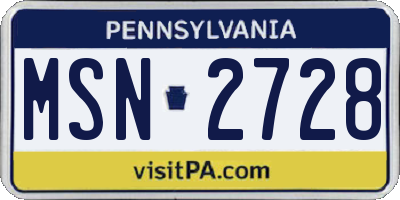 PA license plate MSN2728