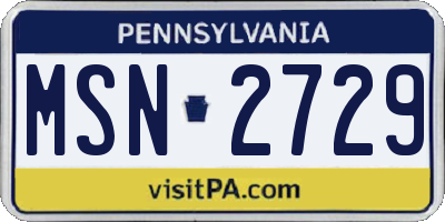 PA license plate MSN2729