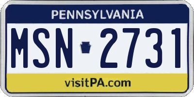 PA license plate MSN2731