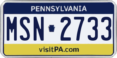 PA license plate MSN2733