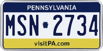 PA license plate MSN2734