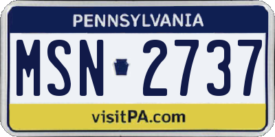 PA license plate MSN2737