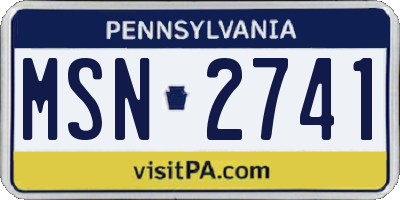 PA license plate MSN2741