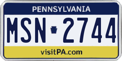 PA license plate MSN2744