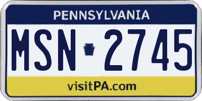 PA license plate MSN2745