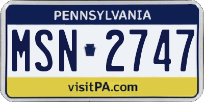 PA license plate MSN2747