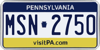 PA license plate MSN2750