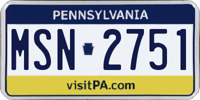 PA license plate MSN2751
