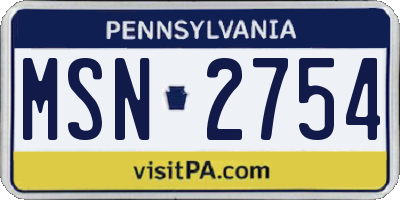 PA license plate MSN2754