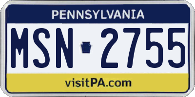 PA license plate MSN2755