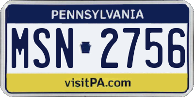 PA license plate MSN2756