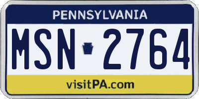 PA license plate MSN2764