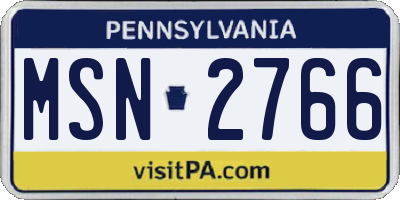 PA license plate MSN2766