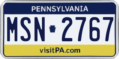 PA license plate MSN2767