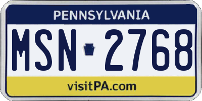 PA license plate MSN2768
