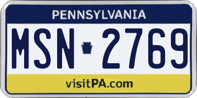 PA license plate MSN2769