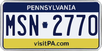 PA license plate MSN2770