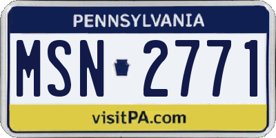 PA license plate MSN2771