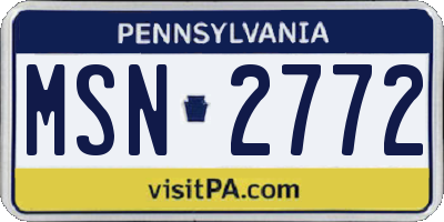 PA license plate MSN2772
