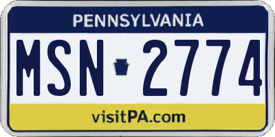 PA license plate MSN2774