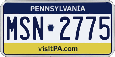 PA license plate MSN2775