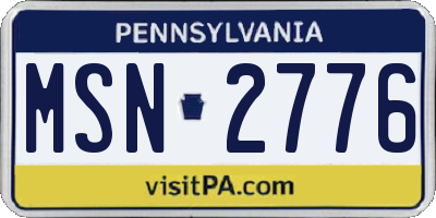 PA license plate MSN2776