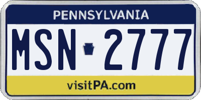 PA license plate MSN2777
