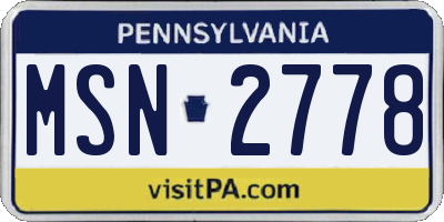 PA license plate MSN2778