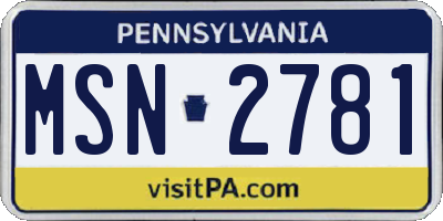 PA license plate MSN2781