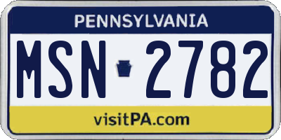 PA license plate MSN2782