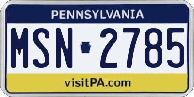 PA license plate MSN2785