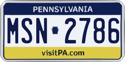 PA license plate MSN2786