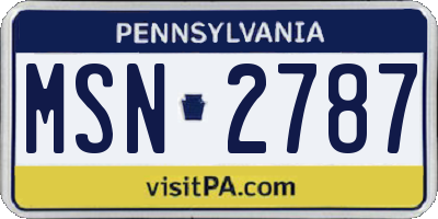 PA license plate MSN2787