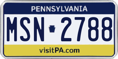 PA license plate MSN2788