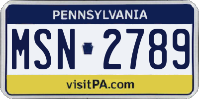 PA license plate MSN2789