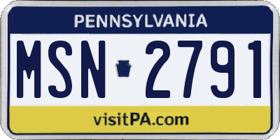PA license plate MSN2791