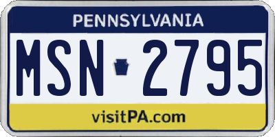 PA license plate MSN2795
