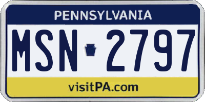 PA license plate MSN2797
