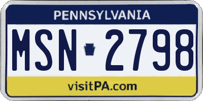 PA license plate MSN2798