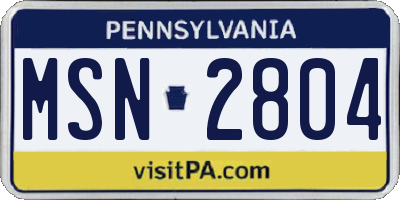 PA license plate MSN2804